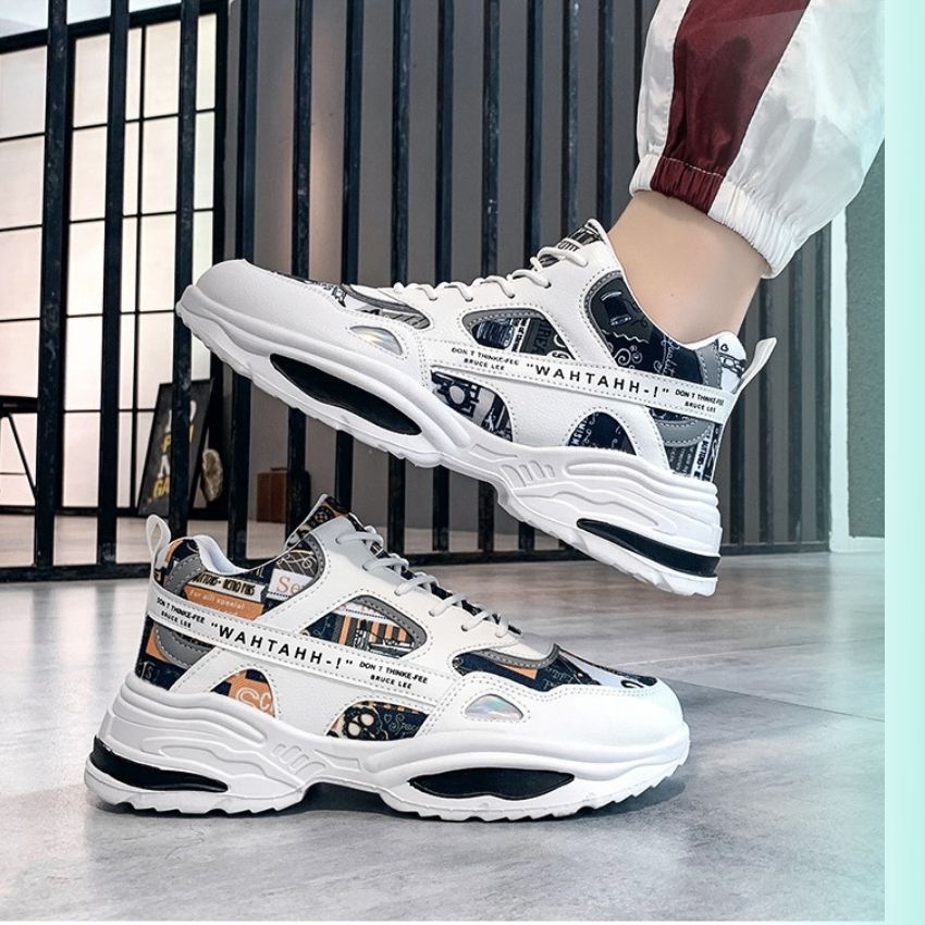 Giày Sneaker Nam Đẹp Đi Học Đi chơi Da Mềm Lót Dệt Kim Êm chân ZHIPO-19