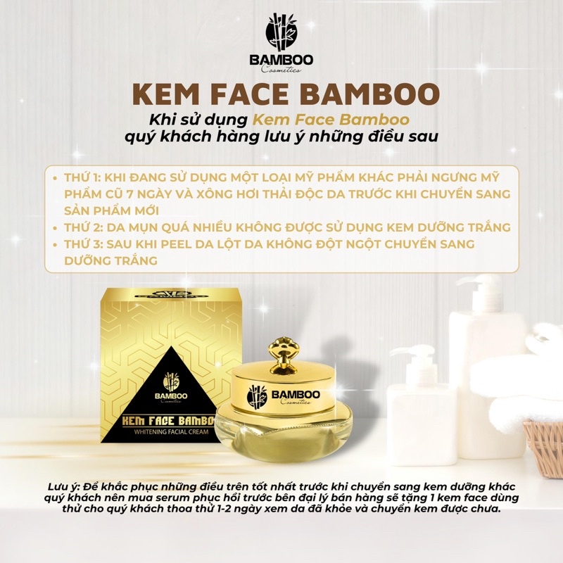 🎋𝗖𝗵𝗶́𝗻𝗵 𝗛𝗮̃𝗻𝗴 𝗕𝗮𝗺𝗯𝗼𝗼-𝗚𝗶𝗮́ 𝗖𝘁𝘆🎋Set Kem Face+Serum Bamboo - dưỡng trắng nhanh,căng bóng