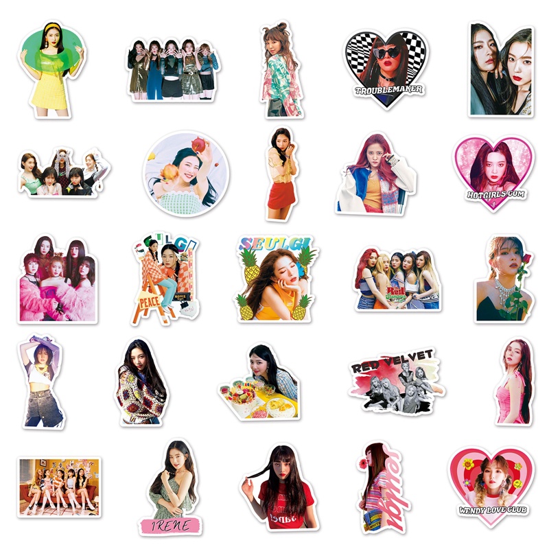 Tmdbyx Bộ 50 Miếng Dán Hình Kpop Red Velvet Chống Thấm Nước Trang Trí Laptop/Va Li/Guitar/Notebook