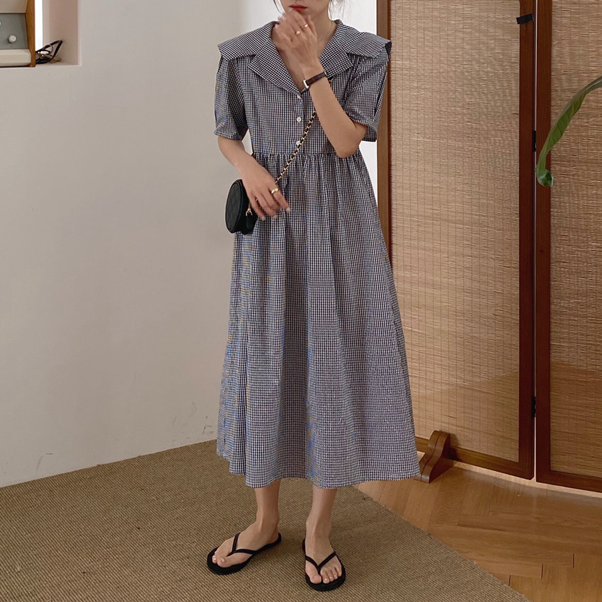 Đầm Thời Trang Tay Ngắn Họa Tiết Kẻ Sọc Thanh Lịch 41399 | BigBuy360 - bigbuy360.vn