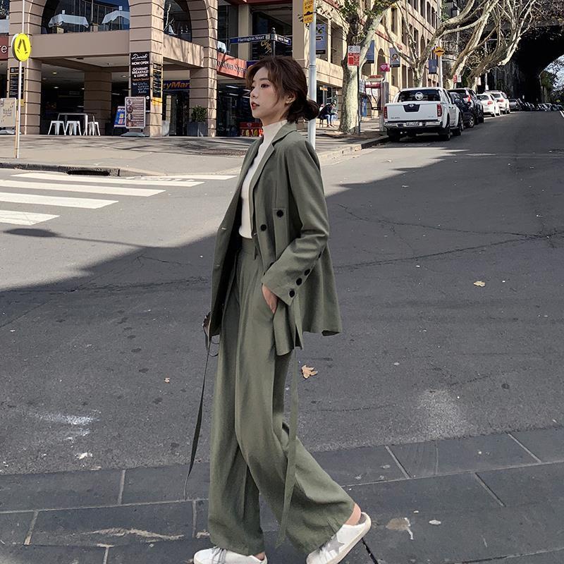 Set 2 món gồm áo khoác blazer thời trang đường phố cao cấp mùa xuân thu phong cách thường ngày cho nữ