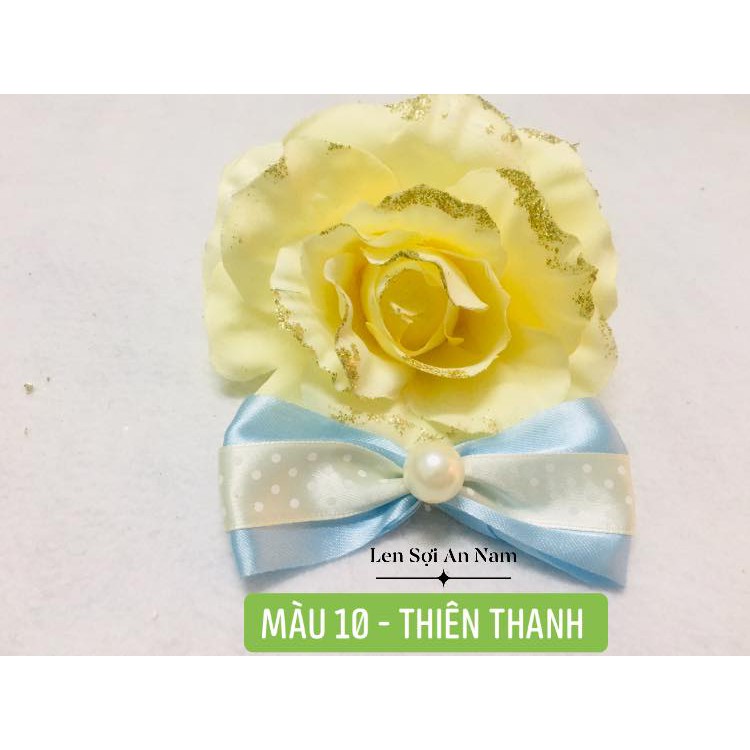 Nơ Ruy Băng Hạt Trai 10cm - Phụ kiện trang trí - Phụ kiện thủ công handmade