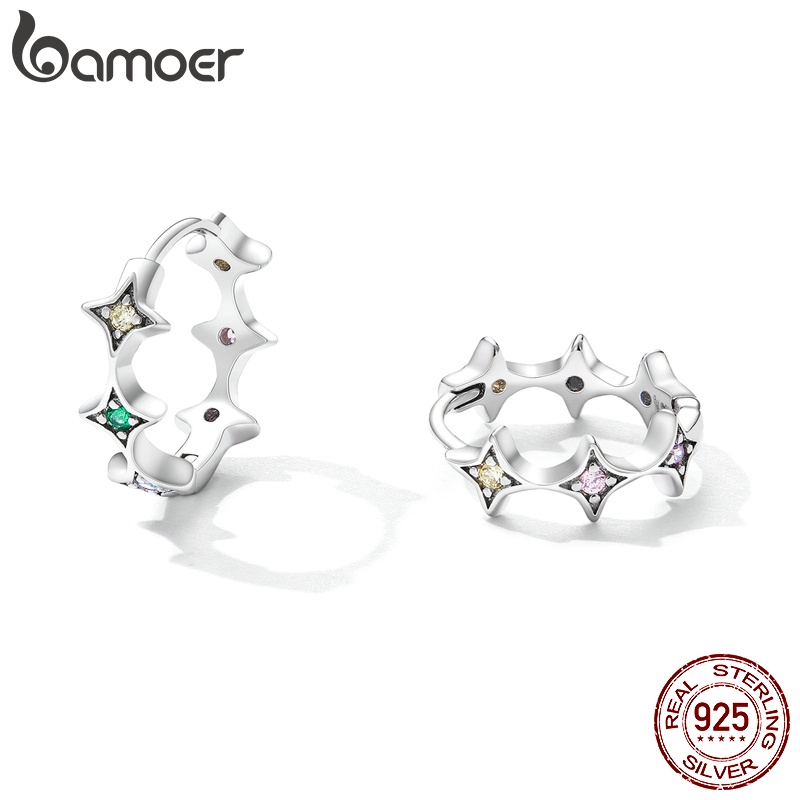 Khuyên tai BAMOER SCE1389 bạc 925 thiết kế ngôi sao thời trang dành cho nữ