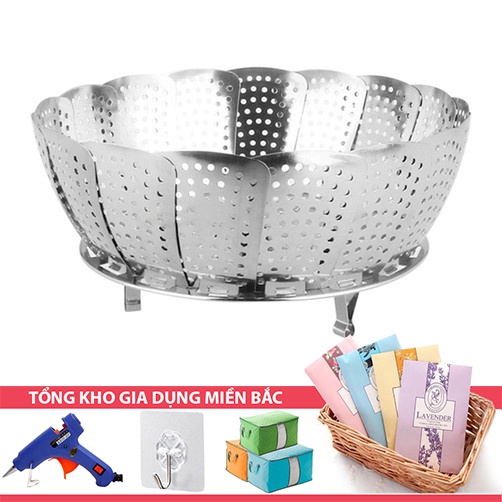 Khay / Xửng / Vỉ CHÕ HẤP INOX XÒE CÁNH V1 Đa Năng 3 Chân Hấp Bánh, Bánh Bao, Đồ Ăn - Dụng Cụ Nhà Bếp
