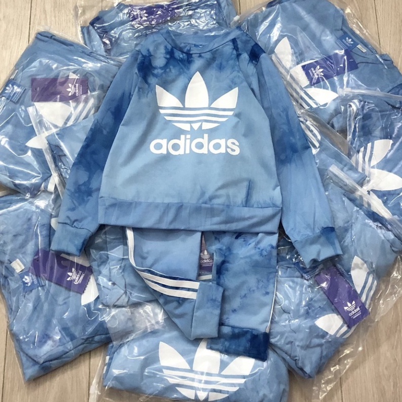 Bộ nỉ thu đông bé trai -  Set bộ nỉ da cá loang Adidas cho bé trai size 100-150