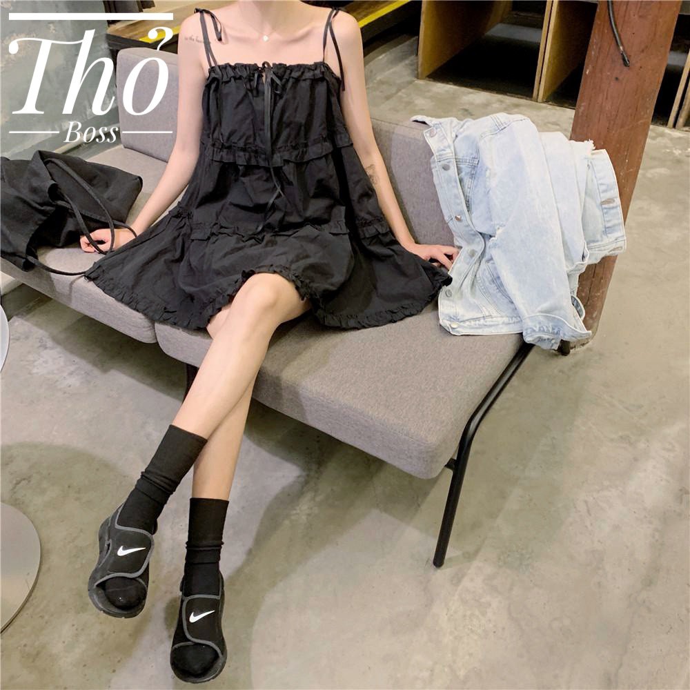 D24 - Đầm Bigsize Đen Dáng Xòe Cột Dây