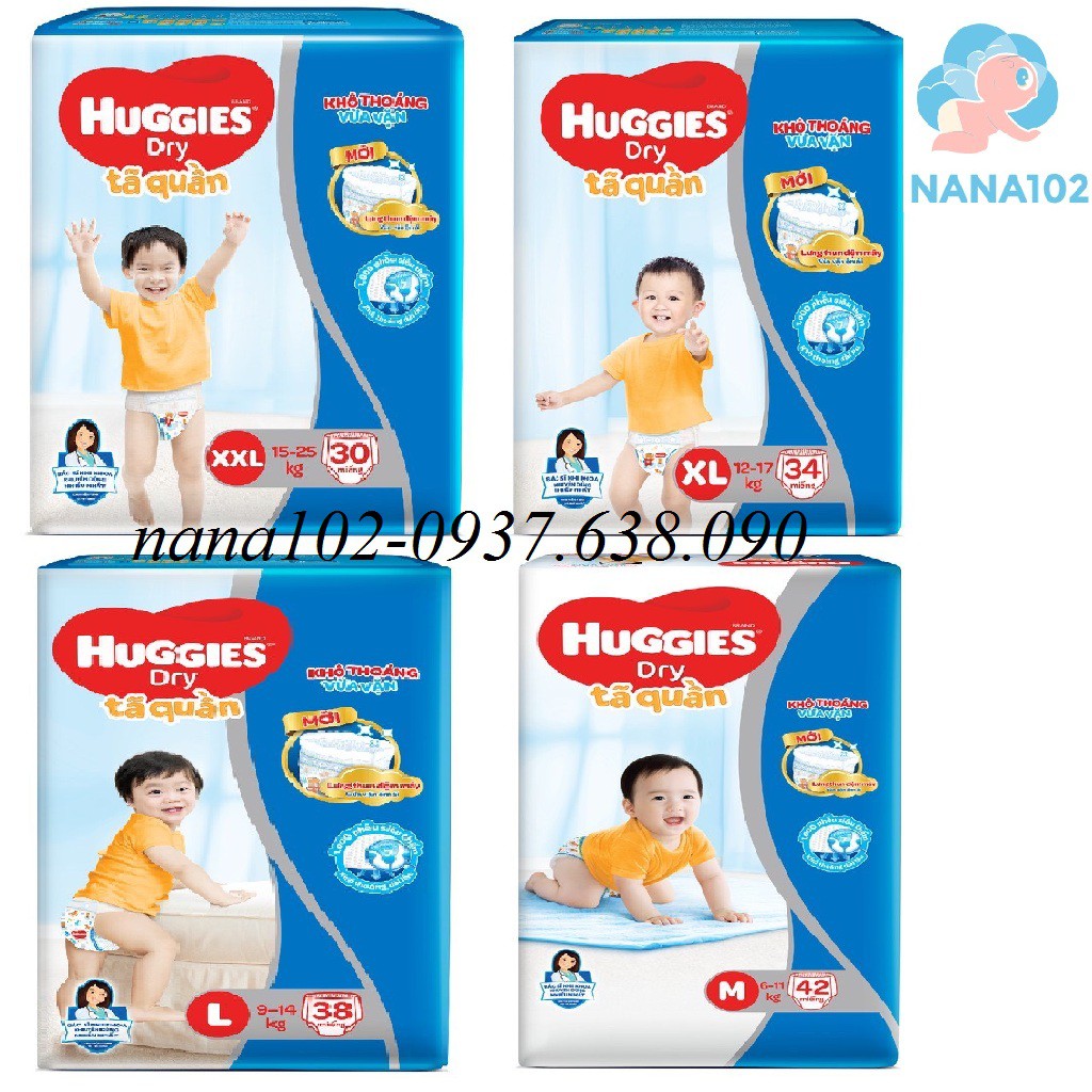 Tã bỉm quần Huggies M42, L38, XL34, XXL30