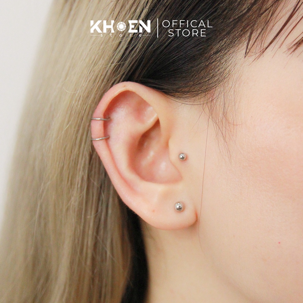 (1 Chiếc) Khuyên tai tròn mỏng vị trí upper lobe, helix, tragus, mũi, môi - Thép không gỉ - Khoen Store