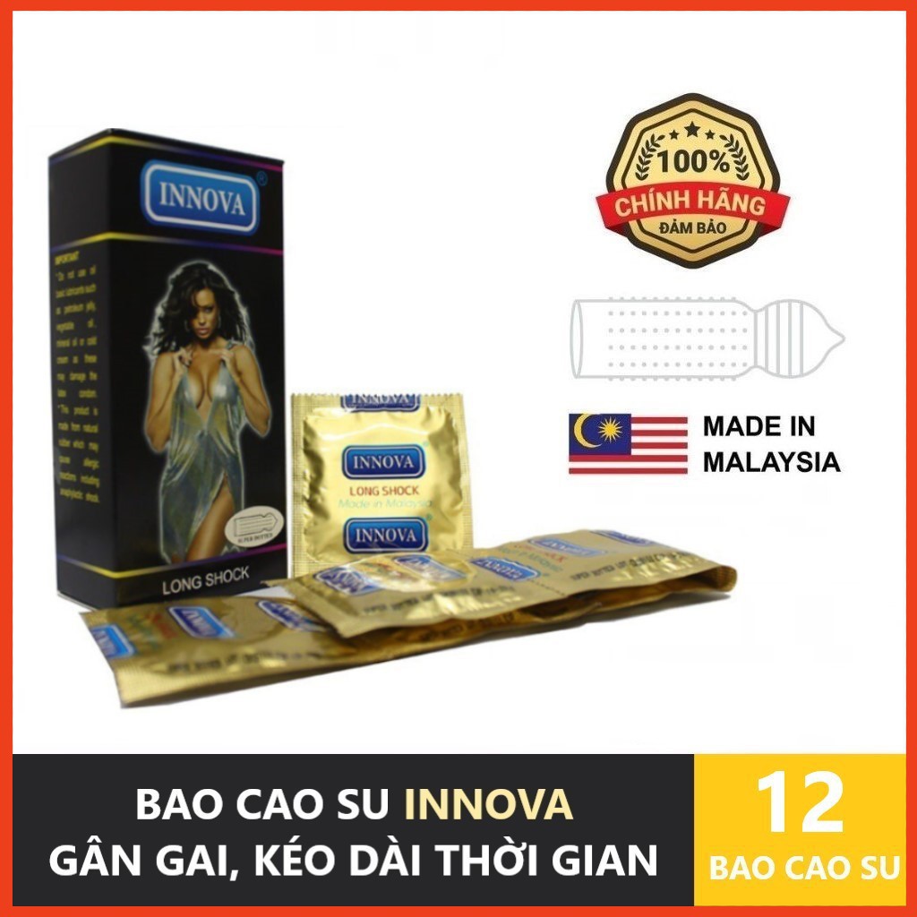 Bao Cao Su INNOVA Kéo Dài Thời Gian Quan Hệ, Bi Gai Đen Xuất Xứ Malaysia Hộp 12c