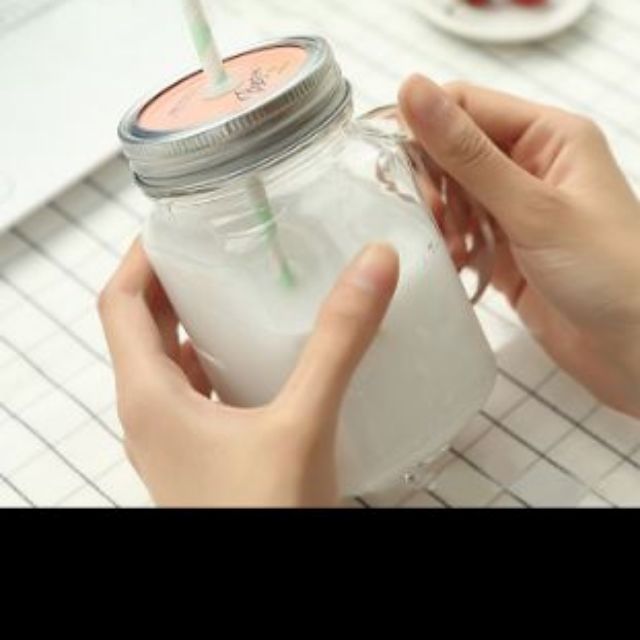 FREESHIP50K Cốc Thủy Tinh Có Nắp 480ml 1 chiếc ( không kèm ống hút ) | BigBuy360 - bigbuy360.vn