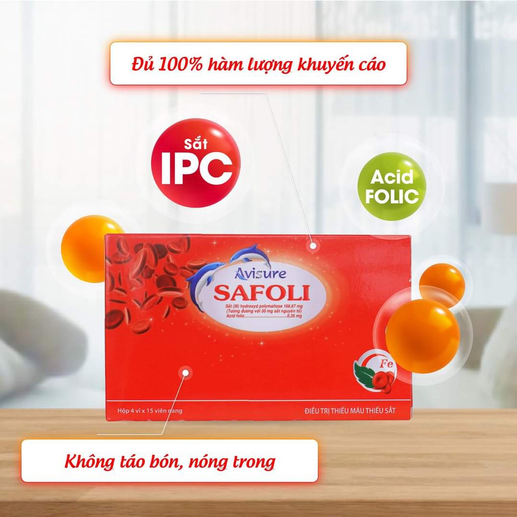 Avisure Safoli - Sắt cho phụ nữ mang thai và người thiếu máu hoặc có nguy cơ thiếu máu [Hộp 30 - 60 Viên]