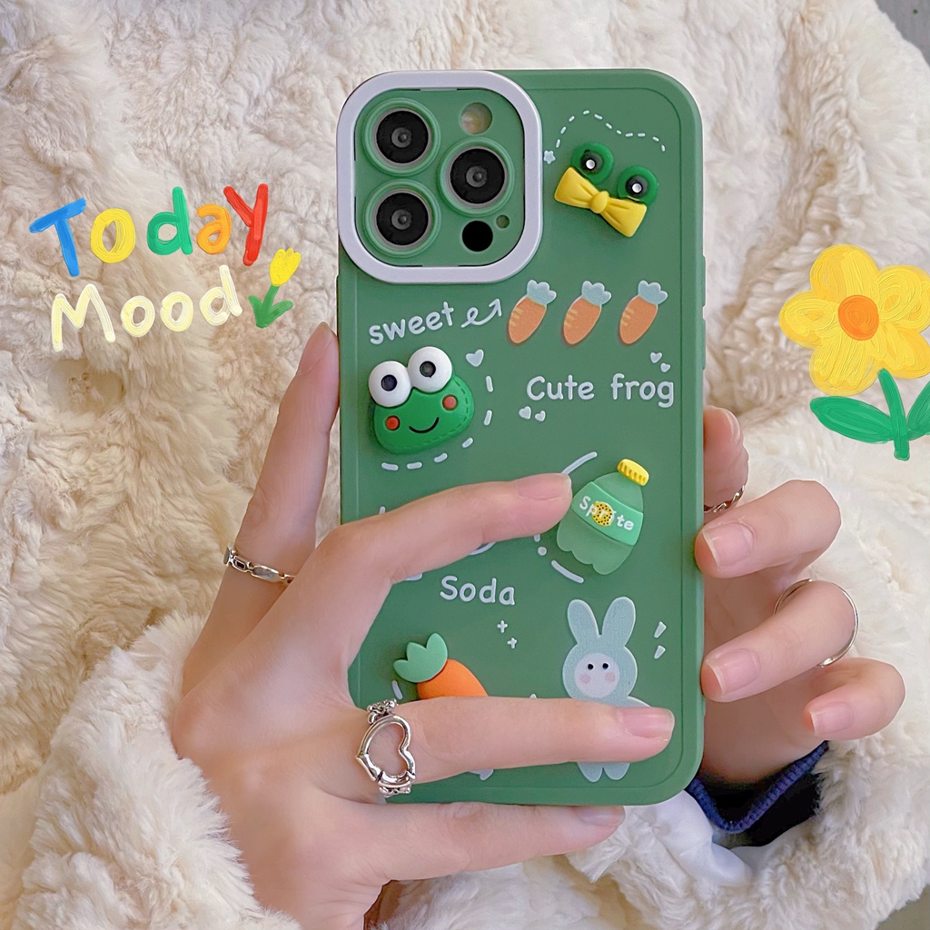 Ốp Điện Thoại Tpu Màu Xanh Lá Hình Thỏ/Ếch Cho Iphone 13 Pro Max 12 Pro Max 11 Pro Max Xs Max Xr X 7 8 Plus