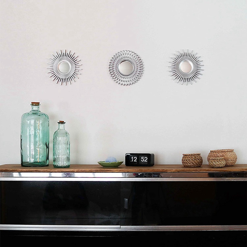 Gương Treo Tường Trang Trí Nội Thất 3 Món Màu Bạc Sang Trọng