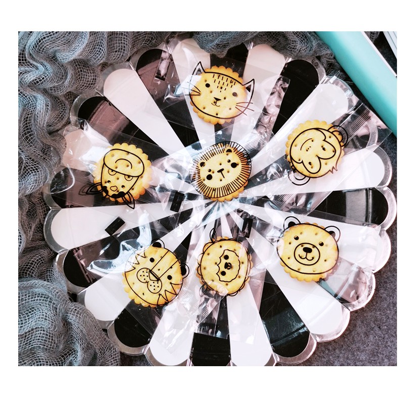 set 50 túi hàn miệng trong suốt chủ đề động vật size 4.5 x 7.5 cm