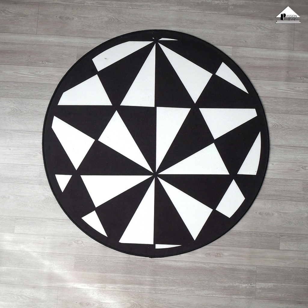 Thảm tròn pha lê nhung họa tiết in hình 3D PA9185