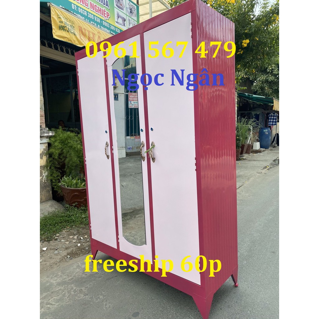 Tủ sắt quần áo đẹp giá rẻ 3 ngăn freeship