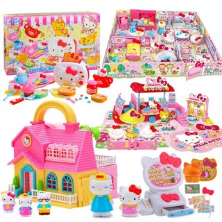 Đồ chơi Hellokitty Hello Kitty Nhà búp bê KT Cat Home Set Girl Child Play House Toy
