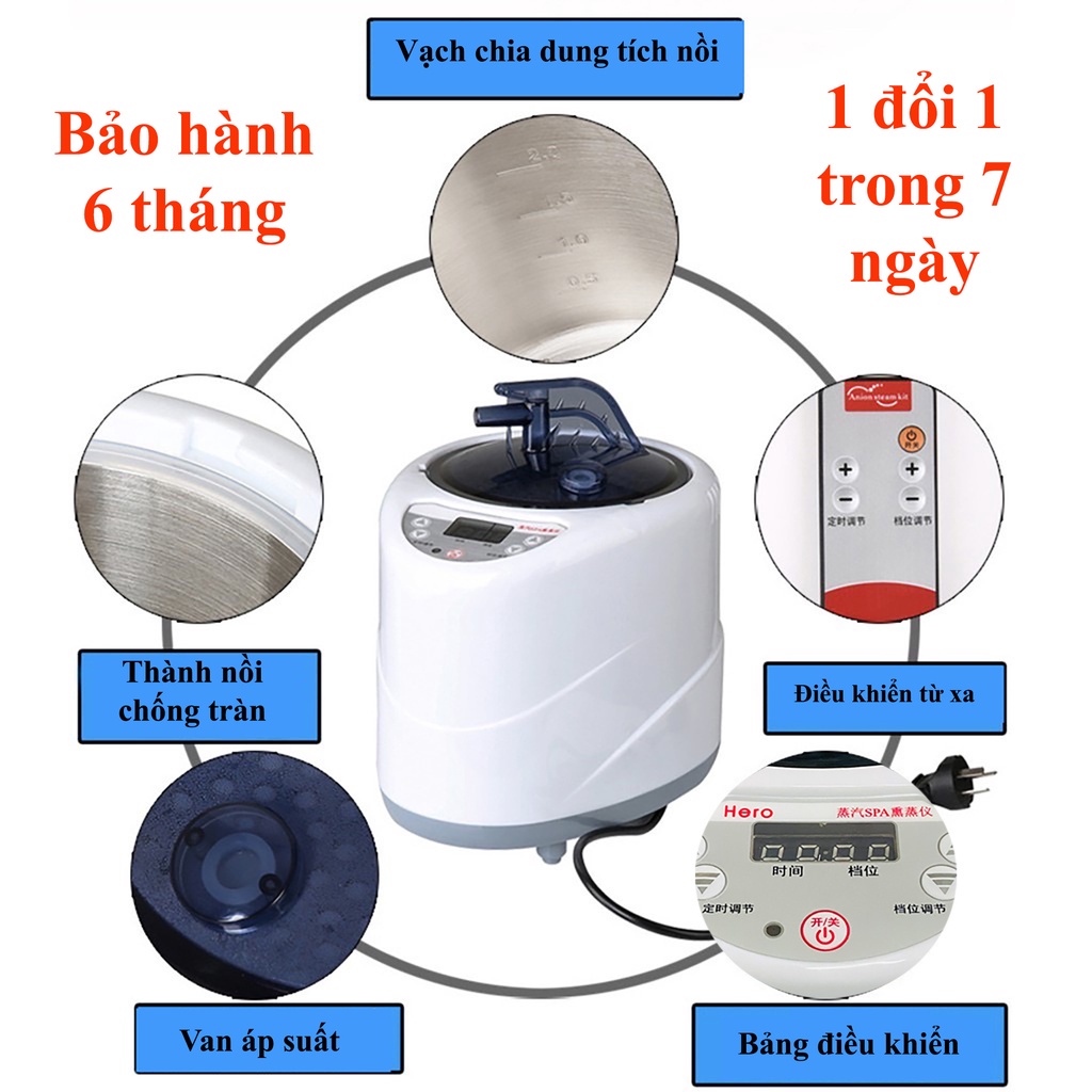 Nồi xông hơi 2.6 Lít + lều tam giác tự bung Bh 6 tháng (Tặng kèm 1 bích lá xông 110gr)