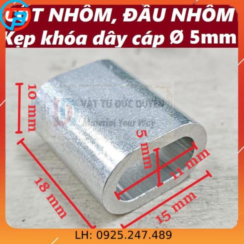 Cốt nhôm đầu nhôm khóa dây cáp [ Phi 5mm ] CÁP THÉP Thái Bình VinàN