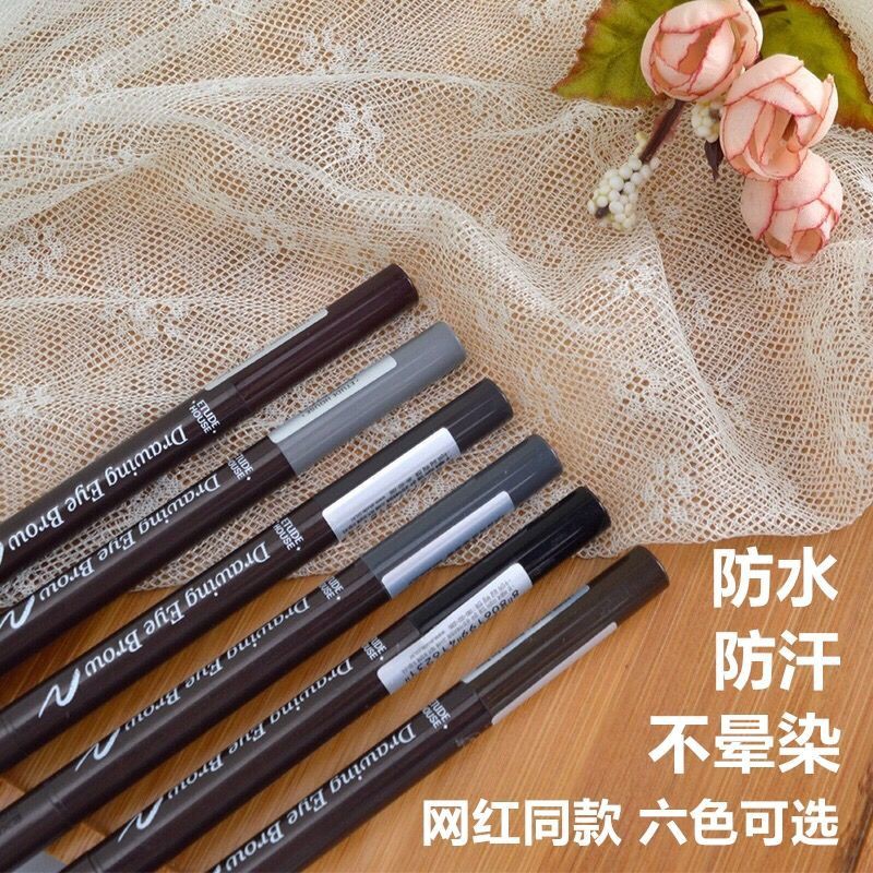 (hàng Mới Về) Bút Chì Vẽ Lông Mày Hai Đầu Xoay Tự Động Chống Nước Chống Mồ Hôi Kèm Cọ