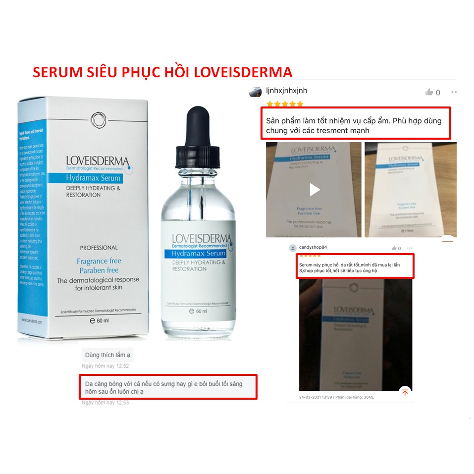 Full box Serum cấp nước và phục hồi da Loveisderma B5 hydramax