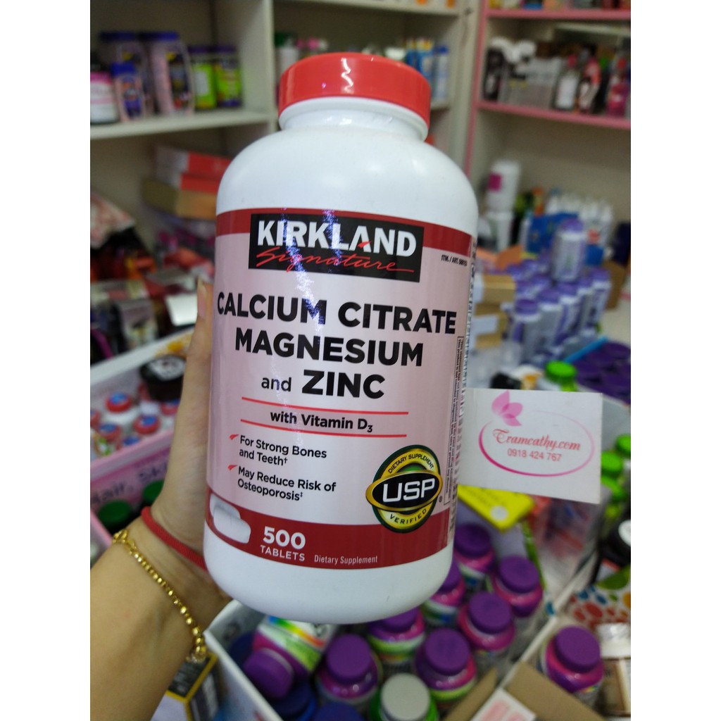 [HSD 6-2023] Canxi Zinc Kirkland 500 viên uống bổ xung Calcium Citrate Magnesium and kẽm