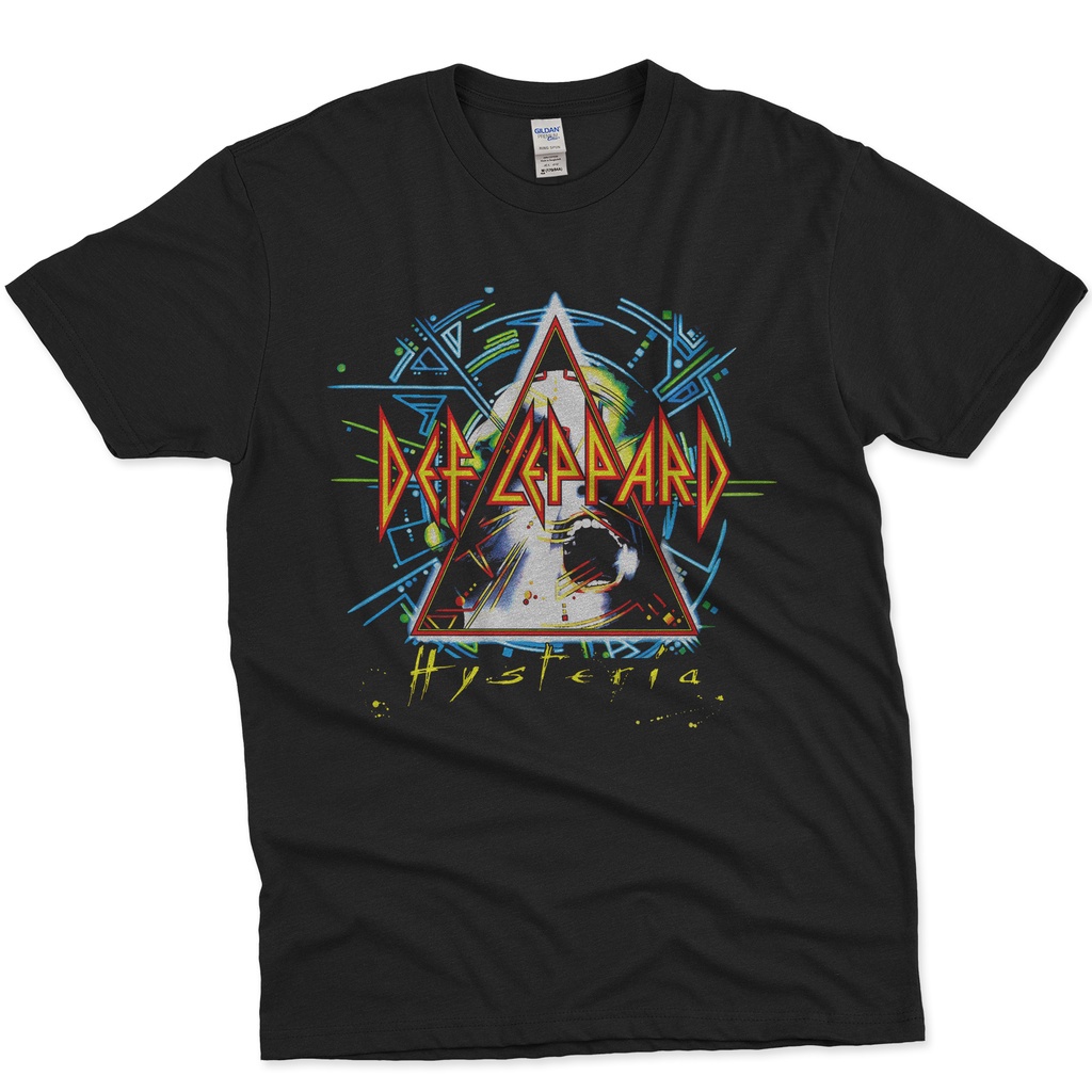 Hàng Có Sẵn Áo Sơ Mi Kim Loại Chất Lượng Cao Def Leppard "Hysteria" Thiết Kế Đá Đen plus size XS-Xxl 100% Cho Nam