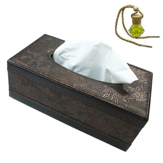 Hộp đựng giấy ăn da PU tân cổ điển cao cấp - Tặng 1 lọ tinh dầu oải hương 10ml