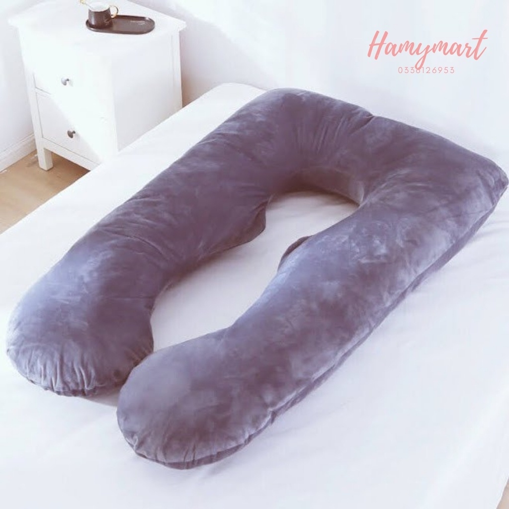 Gối chữ u cho bà bầu vải cotton Hamymart gối ôm cho bà bầu
