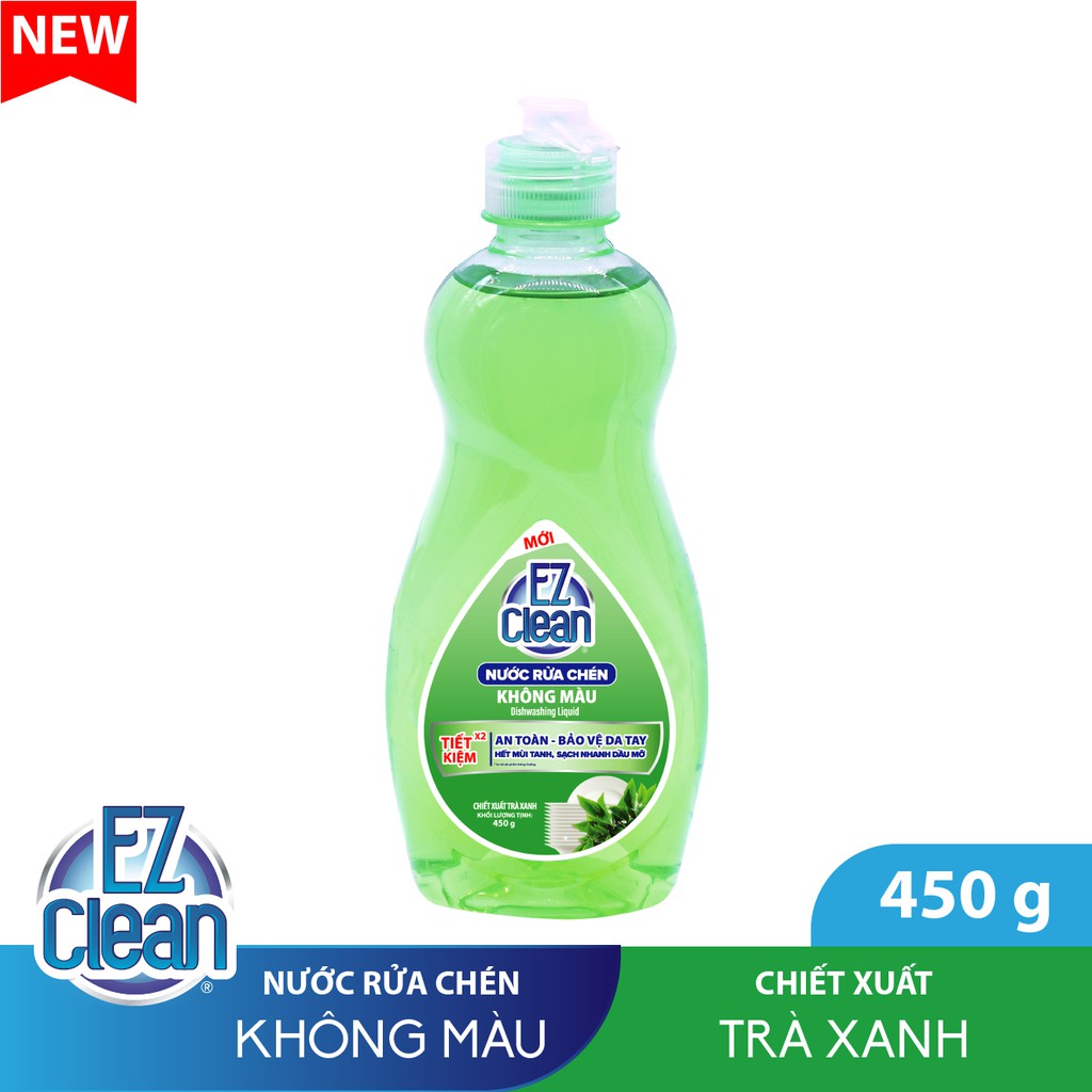 Nước rửa chén không màu EZ CLEAN hương Trà Xanh 450gr