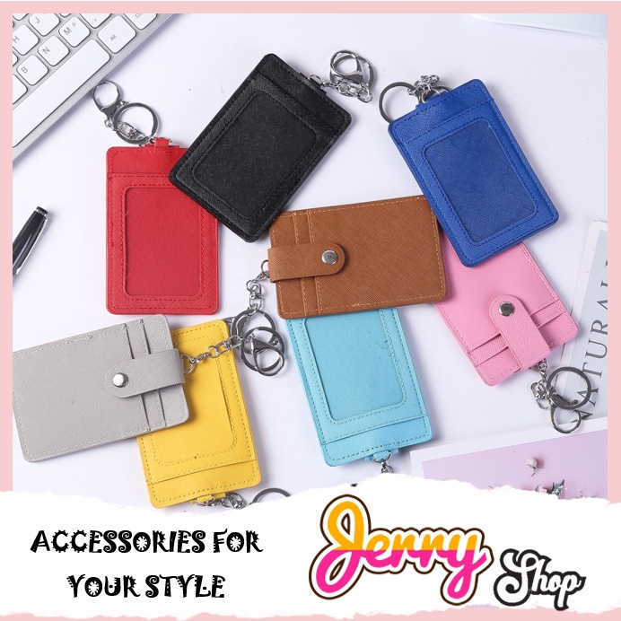 Móc Khóa Thẻ Da Cao Cấp Dọc Đựng Thẻ/ Card/ Tiền Nhiều Màu - Jerry