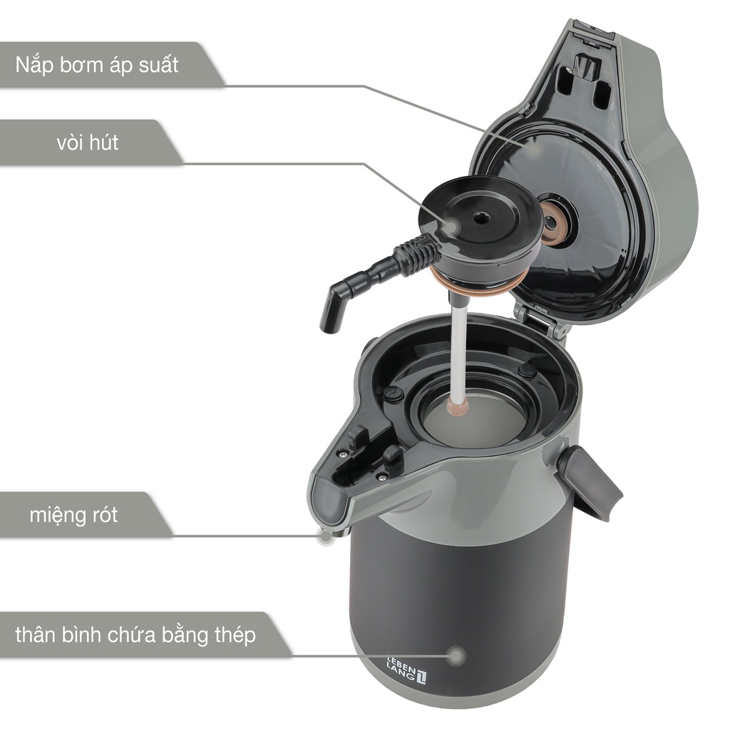 Bình giữ nhiệt LEBENLANG LBP569G dung tích 2.2L inox 304 - BH 12 Tháng