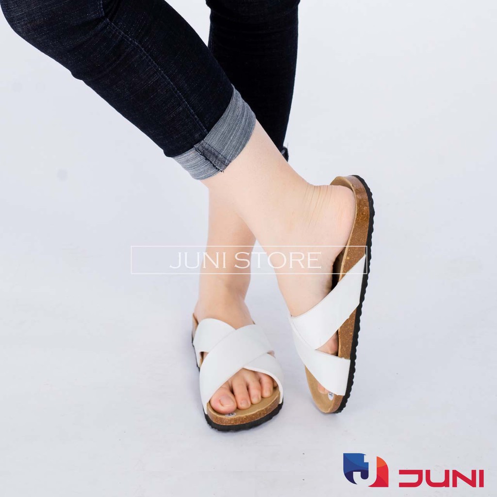 [DA PU-CHỐNG NƯỚC] PU03- Dép sandal quai chéo da PU, đế trấu Bioline Birken - Xuất khẩu châu Âu - Juni Store