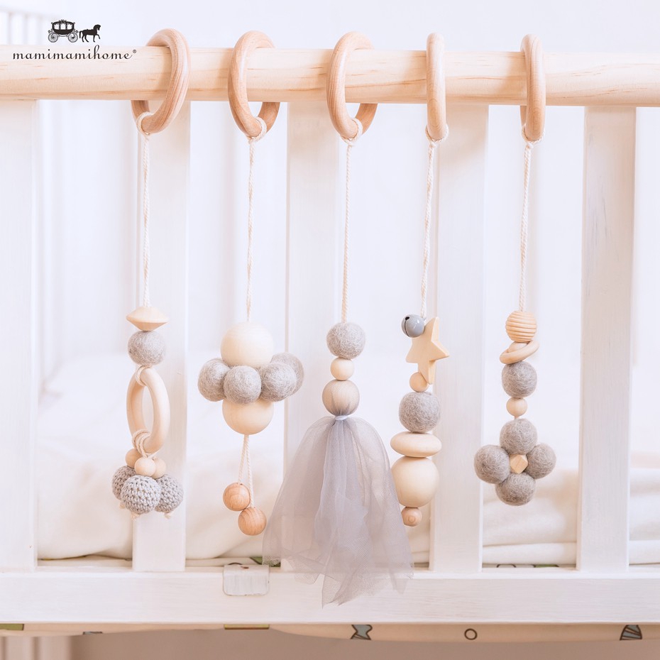 Bộ 5 cái chuông lắc MAMIMAMIHOME hình hoa treo nôi mài răng không độc cho em bé