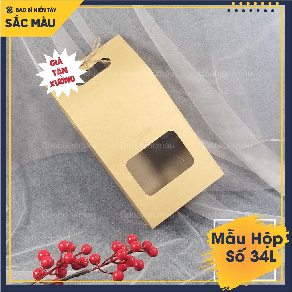 5 Hộp giấy kraft mặt kiếng nắp gấp đựng thực phẩm, bánh kẹo, quà tặng, các loại ngũ cốc, quà tặng... mẫu số 34