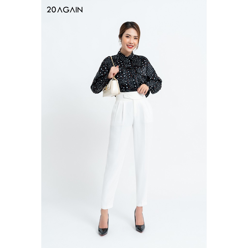 [Mã WABR20A30 giảm 10% đơn 99K] Áo Sơ Mi nữ công sở 20AGAIN Áo sơ mi Cổ Đức 2 Túi ASC0051
