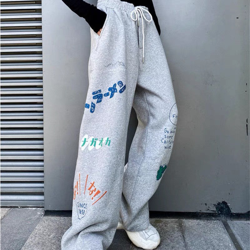 Quần jogger nữa/Quần ống rộng lưng cao unisex nam nữ mặc được 2 kiểu hình in phong cách RÔ STORE QD35