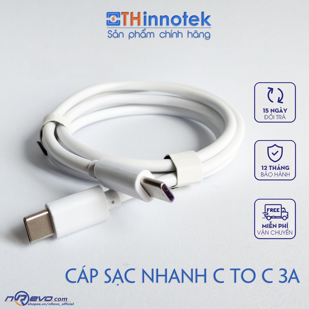 ⚡THinnotek⚡Dây sạc nhanh 3A 27W cao cấp cáp Type C to C cho điện thoại Samsung, Xioami, Oppo, Huawei