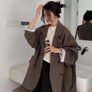 💜 ÁO VEST Blazers tay phối kẻ dáng rộng phong cách