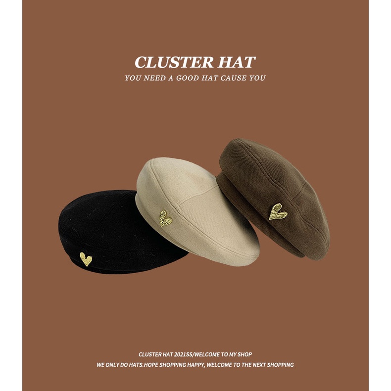 Mũ nồi vải len nhiều màu kiểu Pháp thanh lịch cho nữ