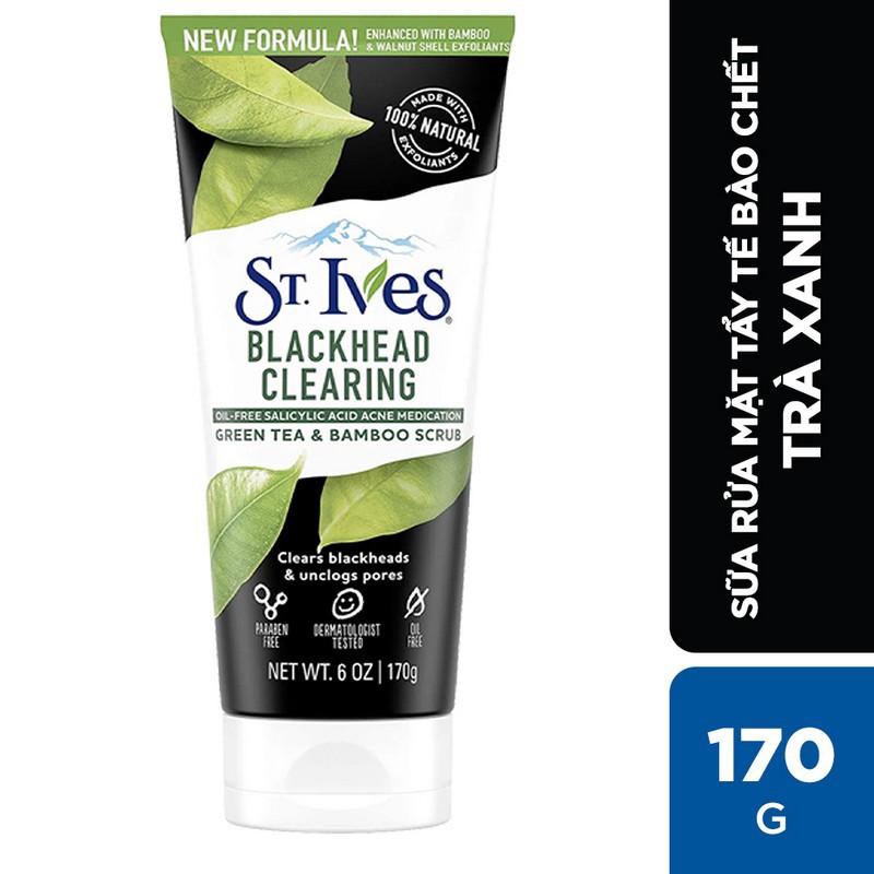 Sữa rửa mặt tẩy tế bào chết ngừa mụn St.Ives Trà Xanh 170g