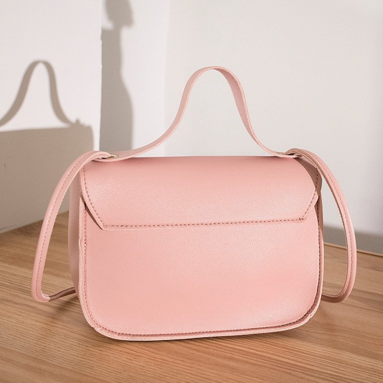 Túi xách Mini hình chữ nhật có khoá phong cách Retro màu hồng dễ thương [T231]