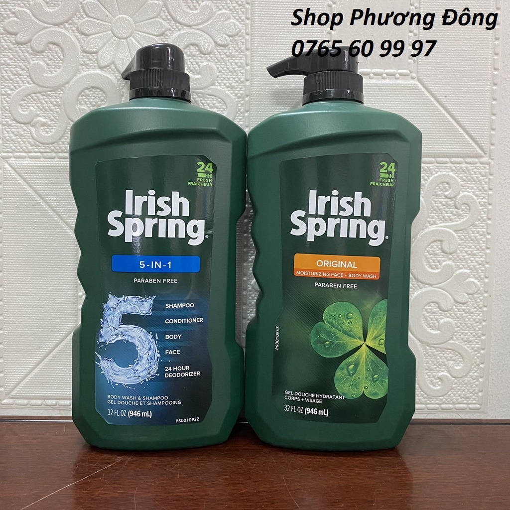 Sữa Tắm Gội Irish Spring 5 in 1 946ml Hàng Mỹ