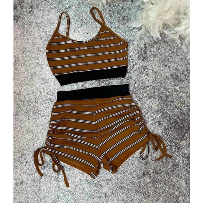 Set bộ sọc áo 2 dây phối quần rút dây 2 bên - B7U