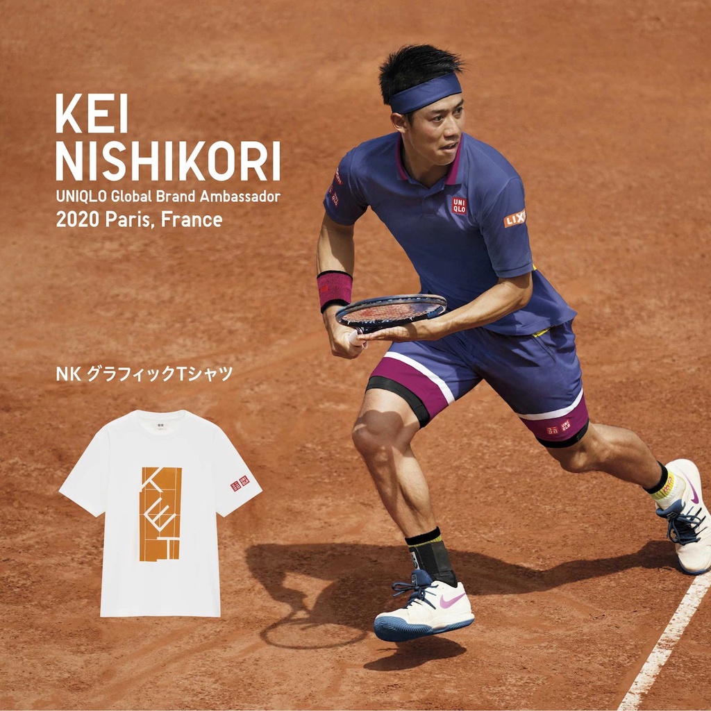 [Auth Uniqlo] Áo phông thể thao Tennis Uniqlo Kei Nishikori - Giải Pháp 2021