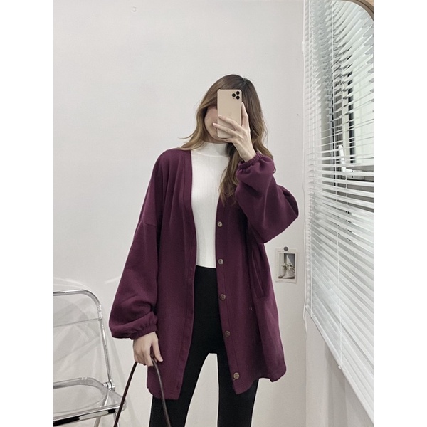 Áo Cardigan nỉ bông cotton ( Ảnh thật )