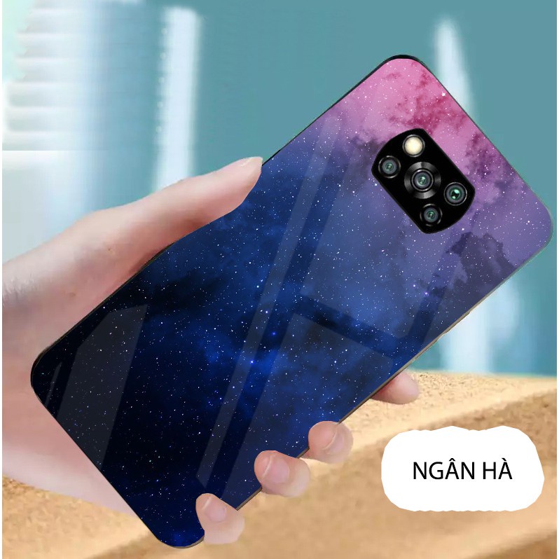 Ốp lưng kính cường lực Xiaomi poco x3 / poco x3 pro chống bể hình vũ trụ