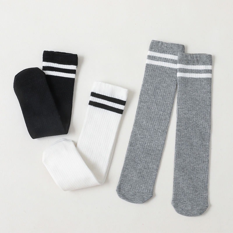 Vớ Cotton Dài Qua Gối Kẻ Sọc Trắng Cho Bé Gái