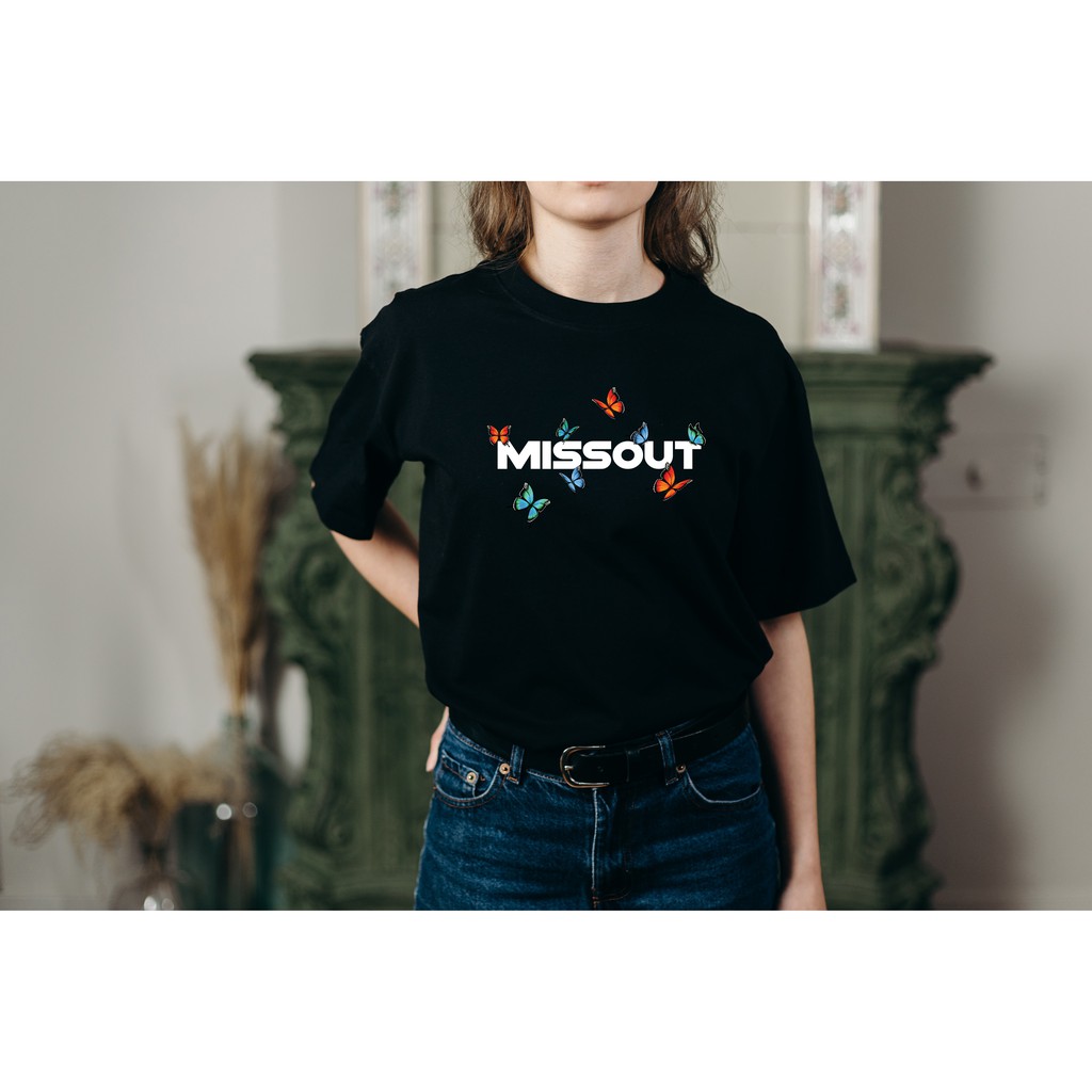 Áo thun tay lỡ MISSOUT BUTTERFLY, áo thun cotton nam nữ unisex , Dricco_offcial