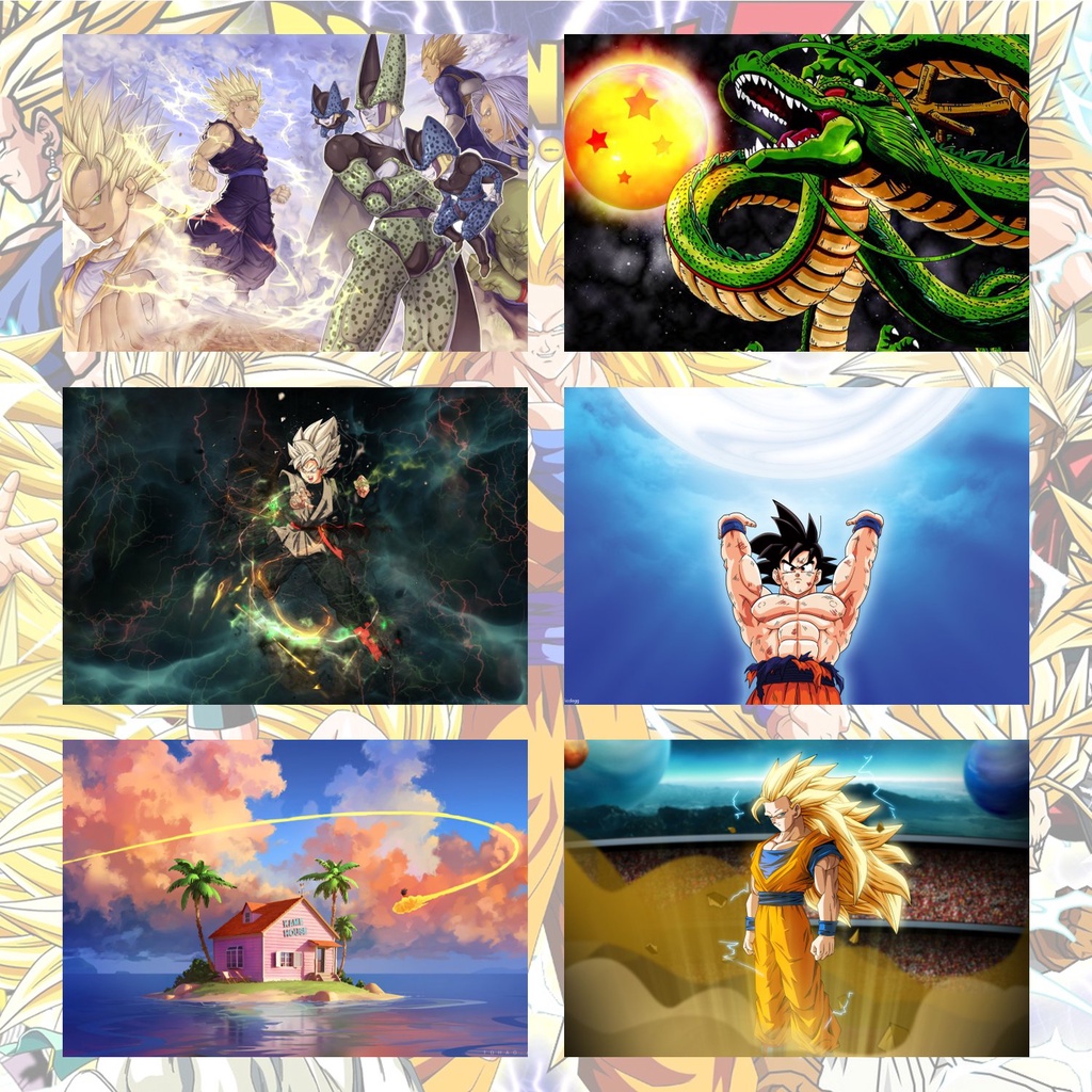 Tranh Trang Trí 7 Viên Ngọc Rồng Decal A3, Poster Dragon Ball Có Keo Dán Sẵn, Decor Phòng